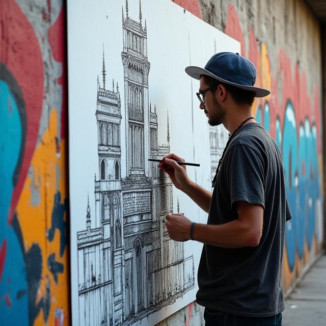 Técnicas de dibujo arquitectónico para murales urbanos
